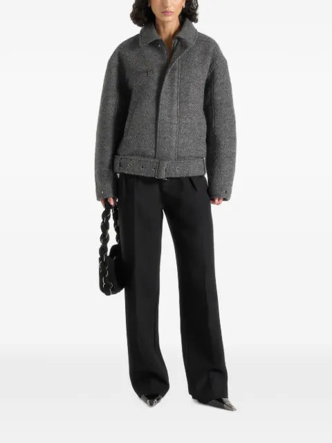 Manière De Voir Ezra in grey wool belted bomber jacket
