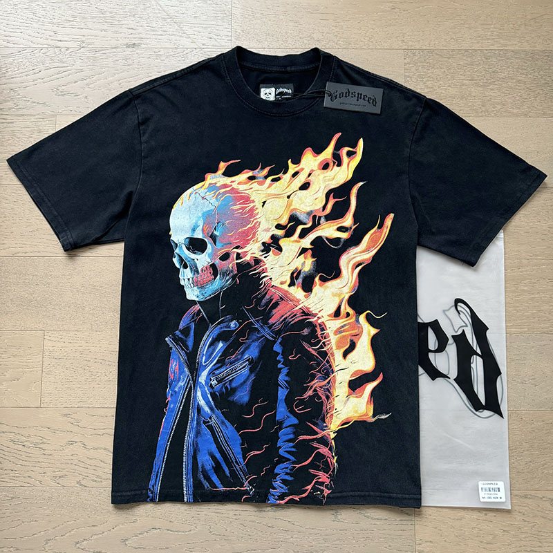 Godspeed Flaming Skull Graphic T-Shirt