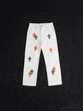 Chrome Hearts Cross Patch White Jeans