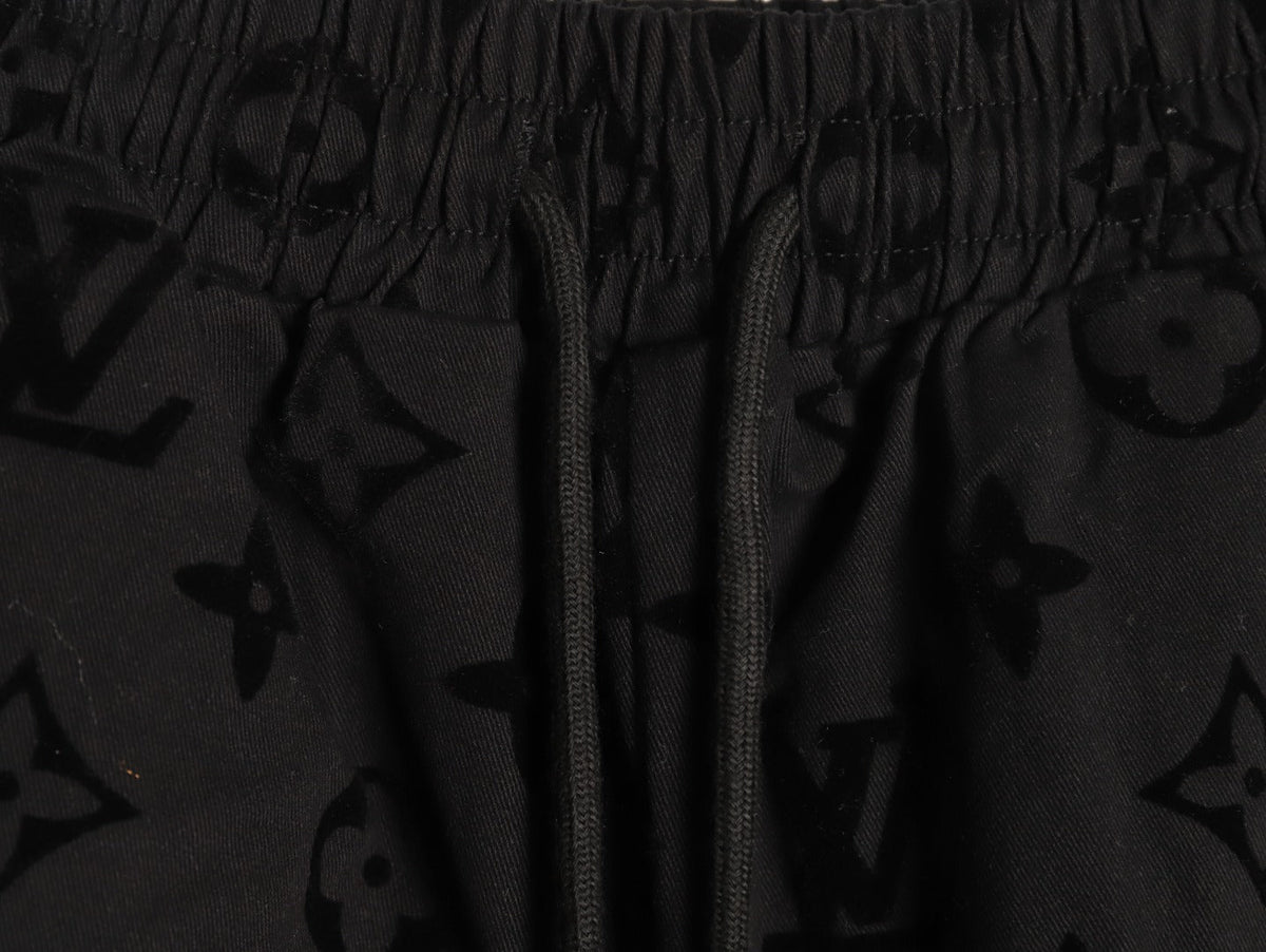Louis Vuitton Tonal Monogram-Style Drawstring Shorts - Black
